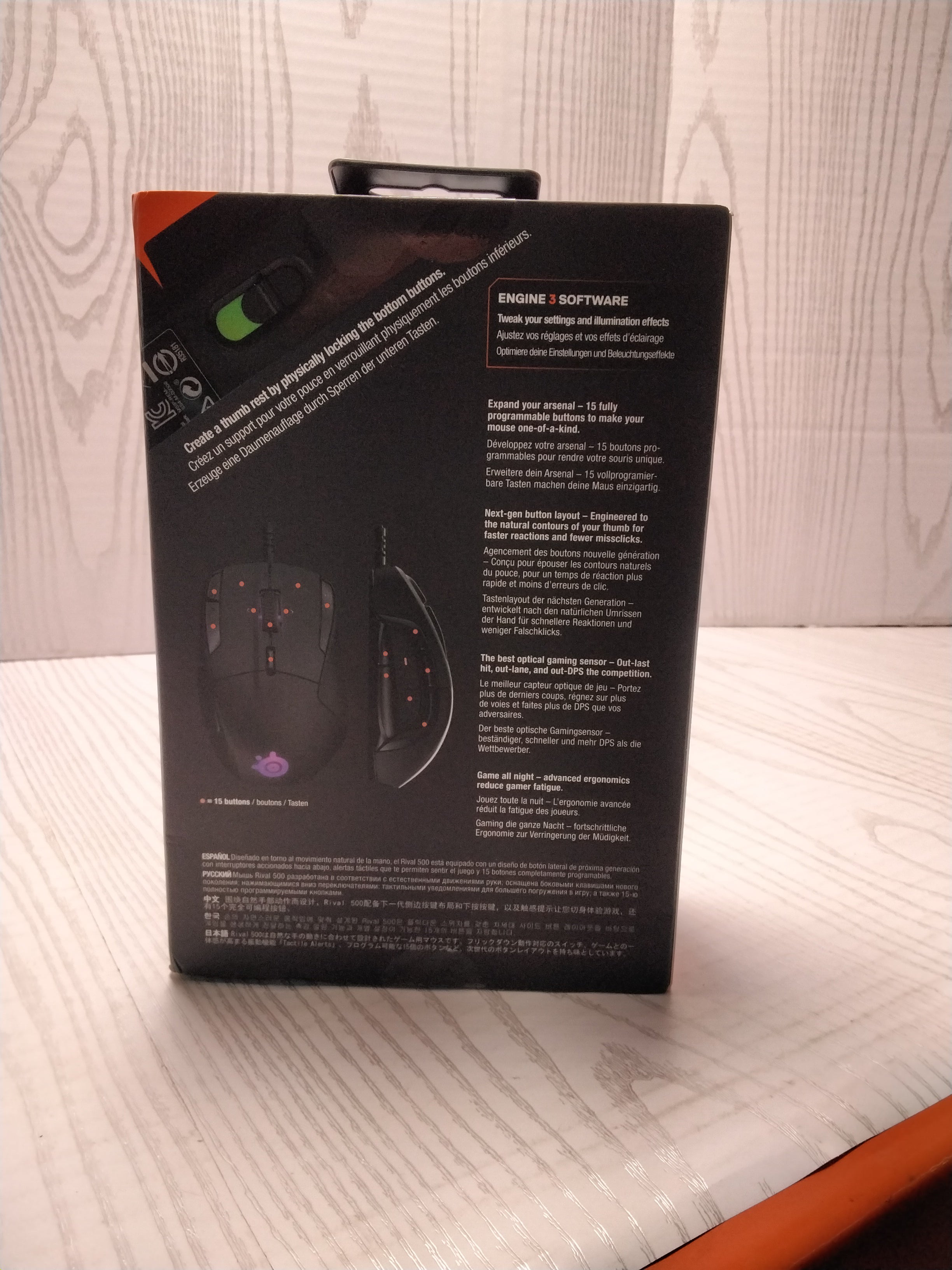 SteelSeries Rival 500 MMO/MOBA 15-Button Programmable Gaming Mouse -Black (7922968363246)